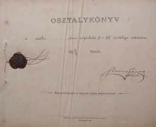 Az 1892/93-as osztálykönyv